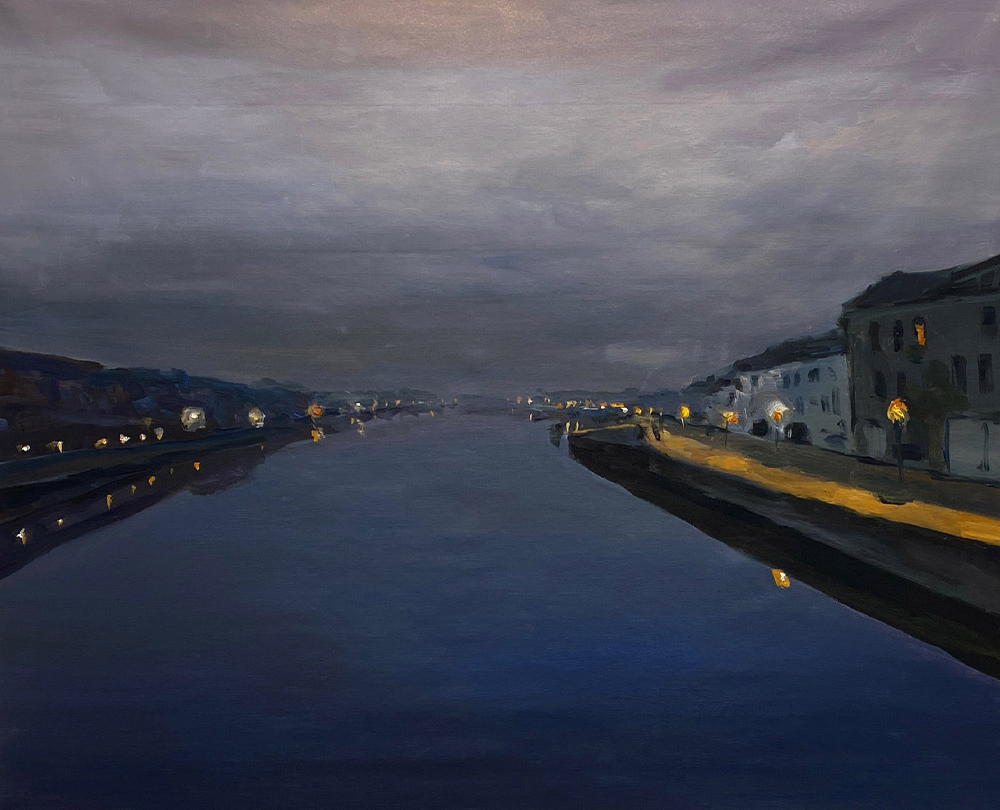St&eacute;phane Olivier - Peinture - Tournai, Escaut, Nuit